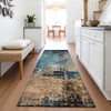 Piper Looms Mayfield Abstract AMF1206 Teal Machine Washable Area Rug Runner Lifestyle Image Feature
