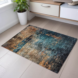 Piper Looms Mayfield Abstract AMF1206 Teal Machine Washable Area Rug Scatter Lifestyle Image Feature