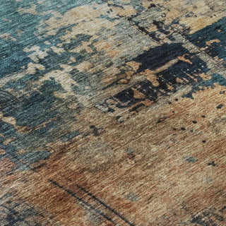 Piper Looms Mayfield Abstract AMF1206 Teal Machine Washable Area Rug Swatch Image