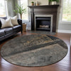 Piper Looms Mayfield Abstract AMF1208 Coffee Machine Washable Area Rug Round Lifestyle Image Feature