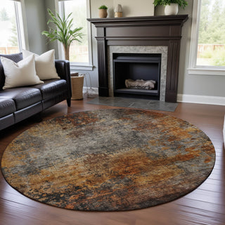 Piper Looms Mayfield Abstract AMF1210 Paprika Machine Washable Area Rug Round Lifestyle Image Feature