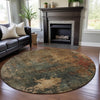 Piper Looms Mayfield Abstract AMF1211 Sage Machine Washable Area Rug Round Lifestyle Image Feature
