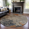 Piper Looms Mayfield Abstract AMF1212 Khaki Machine Washable Area Rug Round Lifestyle Image Feature