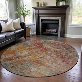 Piper Looms Mayfield Abstract AMF1213 Tan Machine Washable Area Rug Round Lifestyle Image Feature