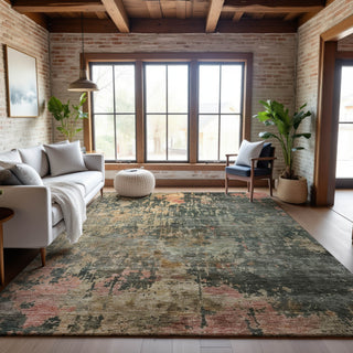 Piper Looms Mayfield Abstract AMF1214 Sage Machine Washable Area Rug Lifestyle Image Feature