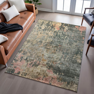 Piper Looms Mayfield Abstract AMF1214 Sage Machine Washable Area Rug Lifestyle Image Feature