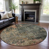 Piper Looms Mayfield Abstract AMF1214 Sage Machine Washable Area Rug Round Lifestyle Image Feature