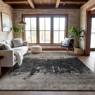 Piper Looms Mayfield Abstract AMF1215 Taupe Machine Washable Area Rug Lifestyle Image Feature