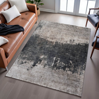 Piper Looms Mayfield Abstract AMF1215 Taupe Machine Washable Area Rug Lifestyle Image Feature
