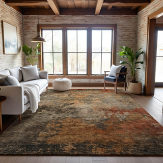 Piper Looms Mayfield Abstract AMF1216 Khaki Machine Washable Area Rug Lifestyle Image Feature