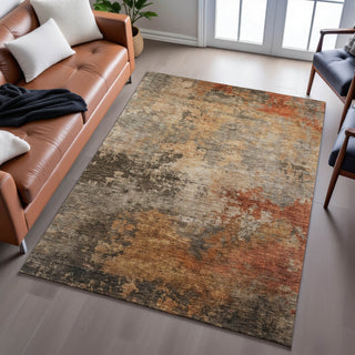 Piper Looms Mayfield Abstract AMF1216 Khaki Machine Washable Area Rug Lifestyle Image Feature
