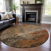 Piper Looms Mayfield Abstract AMF1216 Khaki Machine Washable Area Rug Round Lifestyle Image Feature