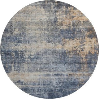 Piper Looms Mayfield Abstract AMF1217 Denim Machine Washable Area Rug Round Main Image