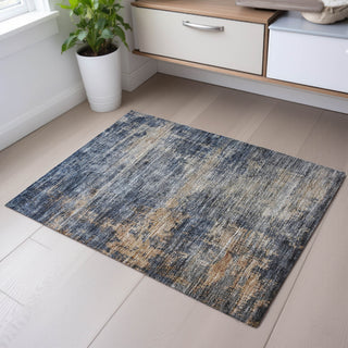Piper Looms Mayfield Abstract AMF1217 Denim Machine Washable Area Rug Scatter Lifestyle Image Feature