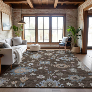 Piper Looms Mayfield Global AMF1218 Chocolate Machine Washable Area Rug Lifestyle Image Feature