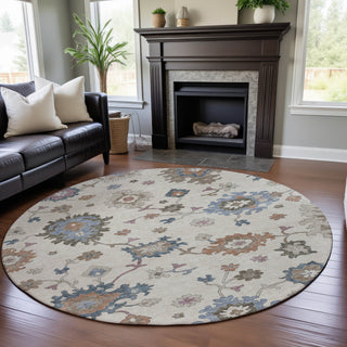 Piper Looms Mayfield Global AMF1218 Ivory Machine Washable Area Rug Round Lifestyle Image Feature