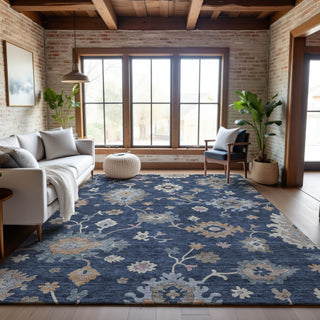 Piper Looms Mayfield Global AMF1218 Navy Machine Washable Area Rug Lifestyle Image Feature