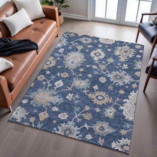 Piper Looms Mayfield Global AMF1218 Navy Machine Washable Area Rug Lifestyle Image Feature