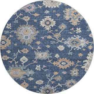 Piper Looms Mayfield Global AMF1218 Navy Machine Washable Area Rug Round Main Image