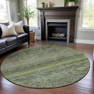 Piper Looms Mayfield Global AMF1219 Aloe Machine Washable Area Rug Round Lifestyle Image Feature
