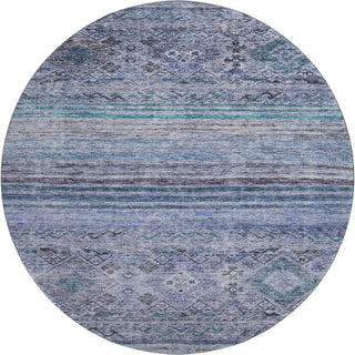 Piper Looms Mayfield Global AMF1219 Blue Machine Washable Area Rug Round Main Image