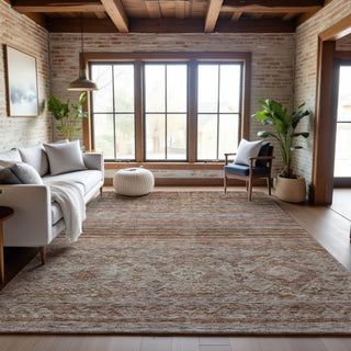 Piper Looms Mayfield Global AMF1219 Copper Machine Washable Area Rug Lifestyle Image Feature