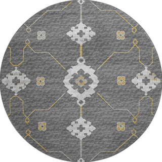 Piper Looms Mayfield Ornate: Open Field AMF122 Gray Machine Washable Area Rug Round Main Image