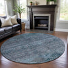 Piper Looms Mayfield Global AMF1220 Blue Machine Washable Area Rug Round Lifestyle Image Feature