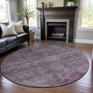 Piper Looms Mayfield Global AMF1220 Purple Machine Washable Area Rug Round Lifestyle Image Feature
