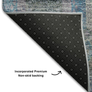 Piper Looms Mayfield Geometric AMF1221 Blue Machine Washable Area Rug Backing Image