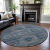 Piper Looms Mayfield Geometric AMF1221 Blue Machine Washable Area Rug Round Lifestyle Image Feature