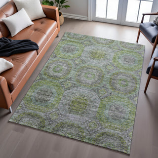 Piper Looms Mayfield Geometric AMF1221 Olive Machine Washable Area Rug Lifestyle Image Feature