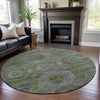 Piper Looms Mayfield Geometric AMF1221 Olive Machine Washable Area Rug Round Lifestyle Image Feature