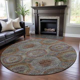 Piper Looms Mayfield Geometric AMF1221 Paprika Machine Washable Area Rug Round Lifestyle Image Feature