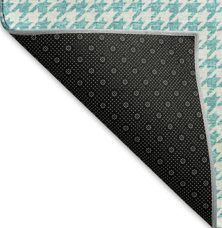 Piper Looms Mayfield Houndstooth AMF137 Aqua Machine Washable Area Rug Backing Image