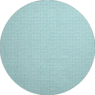 Piper Looms Mayfield Houndstooth AMF137 Aqua Machine Washable Area Rug Round Main Image
