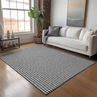 Piper Looms Mayfield Houndstooth AMF137 Black Machine Washable Area Rug Lifestyle Image Feature