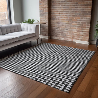 Piper Looms Mayfield Houndstooth AMF137 Black Machine Washable Area Rug Lifestyle Image Feature