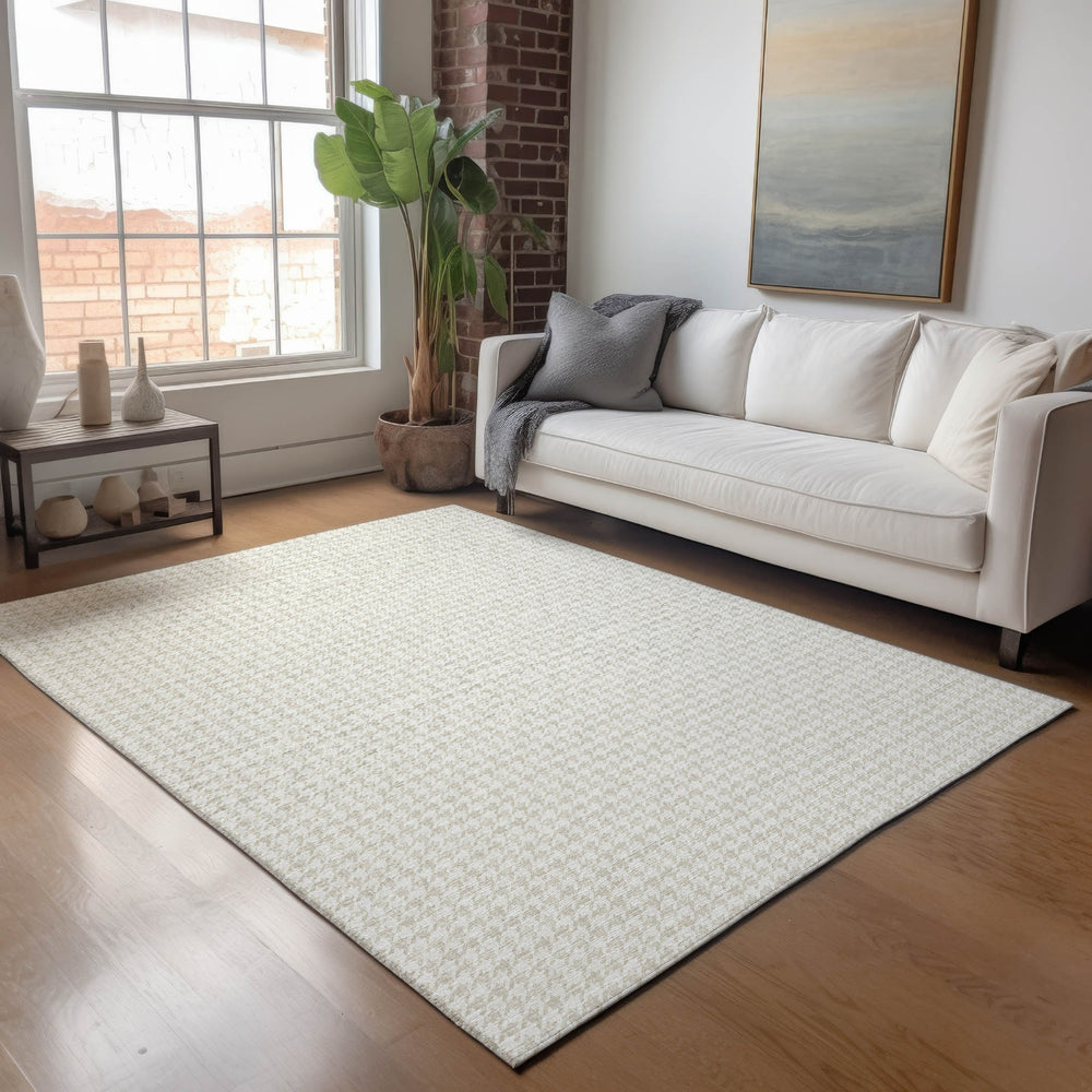Piper Looms Mayfield Houndstooth AMF137 Linen Machine Washable Area Rug Lifestyle Image Feature