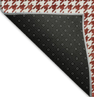 Piper Looms Mayfield Houndstooth AMF137 Red Machine Washable Area Rug Backing Image