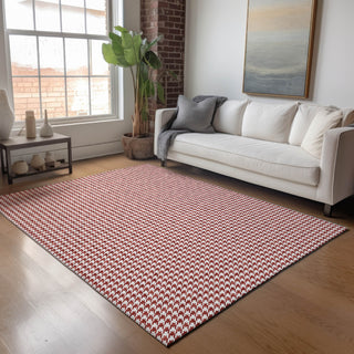 Piper Looms Mayfield Houndstooth AMF137 Red Machine Washable Area Rug Lifestyle Image Feature