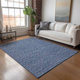 Piper Looms Mayfield Stripes AMF138 Navy Machine Washable Area Rug Lifestyle Image Feature