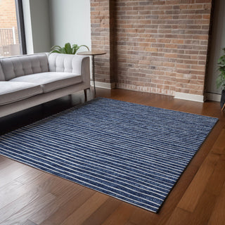 Piper Looms Mayfield Stripes AMF138 Navy Machine Washable Area Rug Lifestyle Image Feature