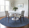Piper Looms Mayfield Stripes AMF138 Navy Machine Washable Area Rug Round Lifestyle Image Feature