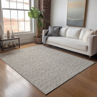 Piper Looms Mayfield Stripes AMF138 Taupe Machine Washable Area Rug Lifestyle Image Feature