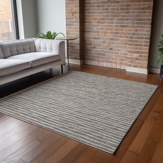 Piper Looms Mayfield Stripes AMF138 Taupe Machine Washable Area Rug Lifestyle Image Feature
