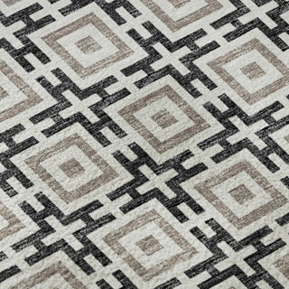 Piper Looms Mayfield Modern Squares AMF139 Black Machine Washable Area Rug Swatch Image