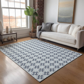 Piper Looms Mayfield Modern Squares AMF139 Navy Machine Washable Area Rug Lifestyle Image Feature
