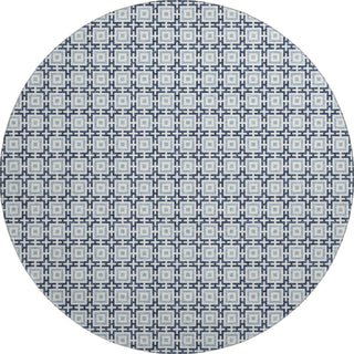 Piper Looms Mayfield Modern Squares AMF139 Navy Machine Washable Area Rug Round Main Image