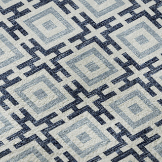 Piper Looms Mayfield Modern Squares AMF139 Navy Machine Washable Area Rug Swatch Image
